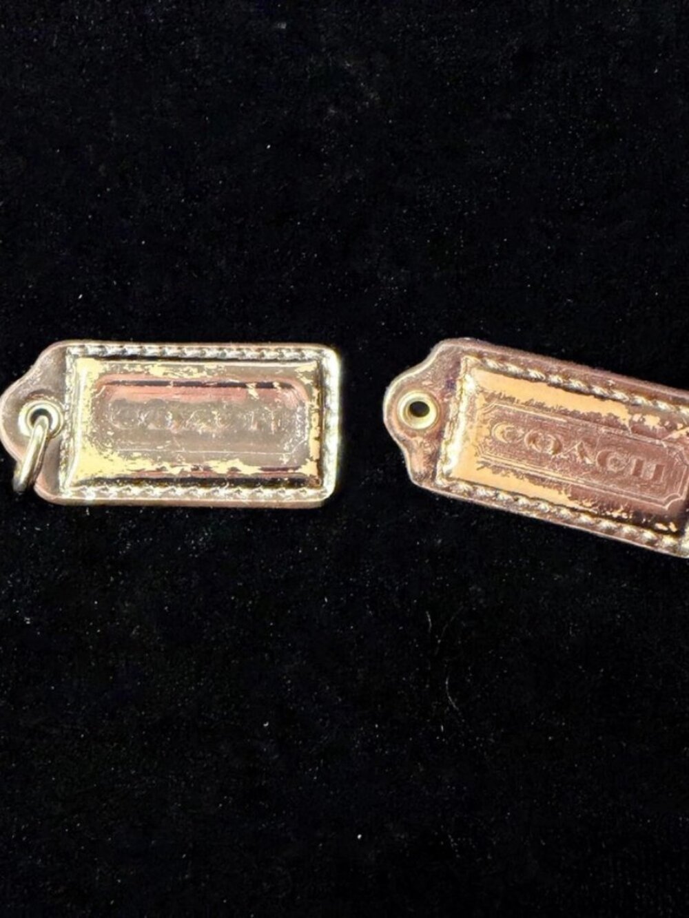 Vintage Coach Leather Hang tags - Gold and Silver Bundle, Authentic Bag Charms
